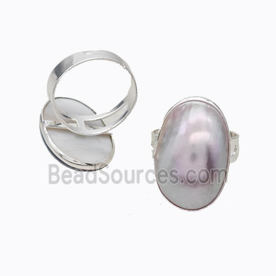 Mabe Shell Rings Copper Platinum Plated