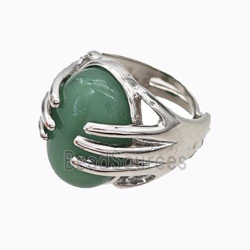 Copper Hand Rings Pave Green Aventurine Platinum Plated