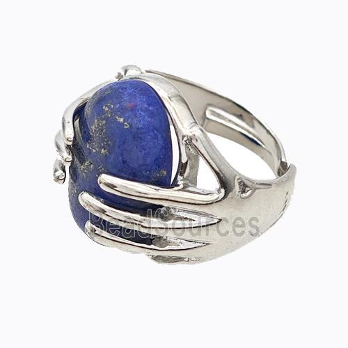 Copper Hand Rings Pave Lapis Lazuli Platinum Plated