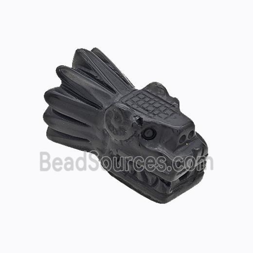 Natural Black Obsidian Dragonhead Beads Carved