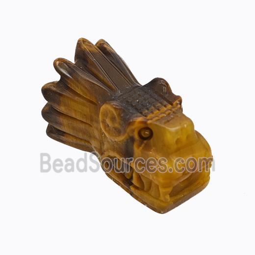 Natural Tiger Eye Stone Dragonhead Beads Carved