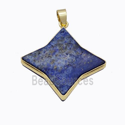 Blue Lapis Lazuli Star Pendant Gold Plated