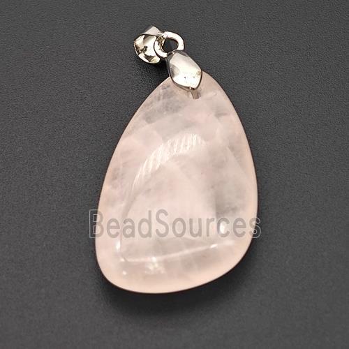 Natural Pink Rose Quartz Teardrop Pendant