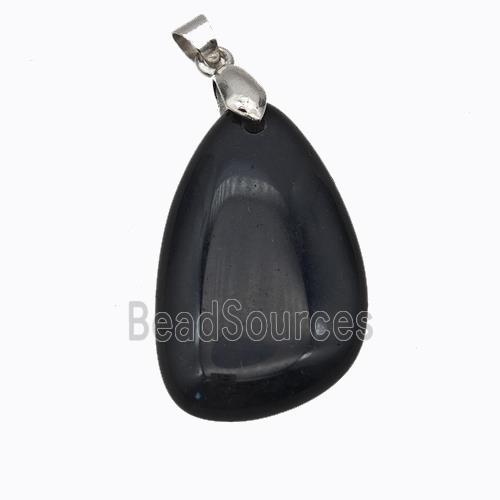 Natural Black Obsidian Teardrop Pendant