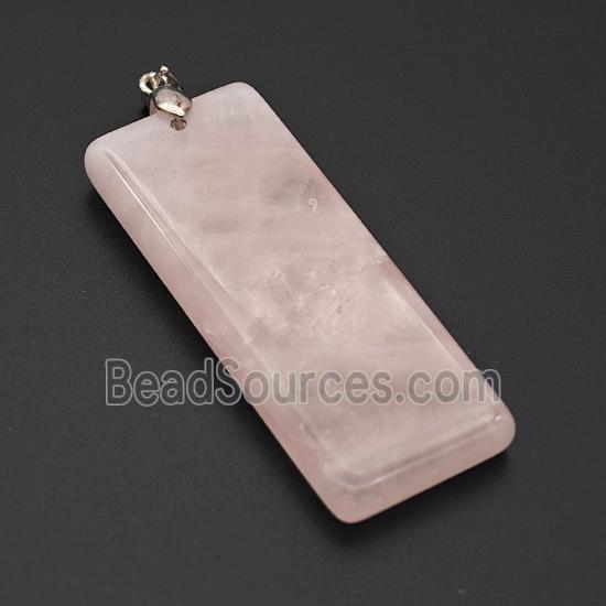 Natural Pink Rose Quartz Rectangle Pendant