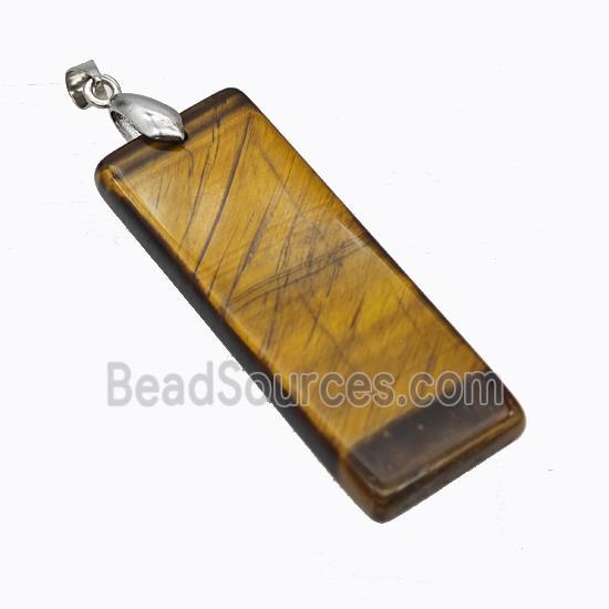 Natural Tiger Eye Stone Rectangle Pendant