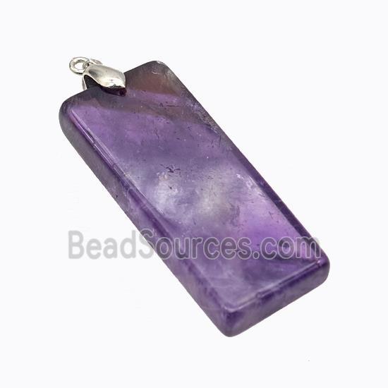 Natural Purple Amethyst Rectangle Pendant