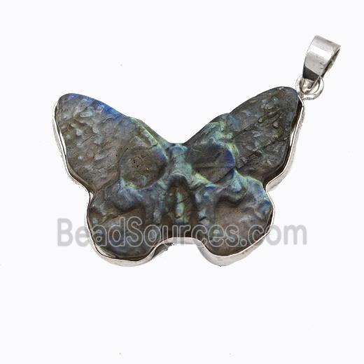 Natural Labradorite Butterfly Pendant Carved