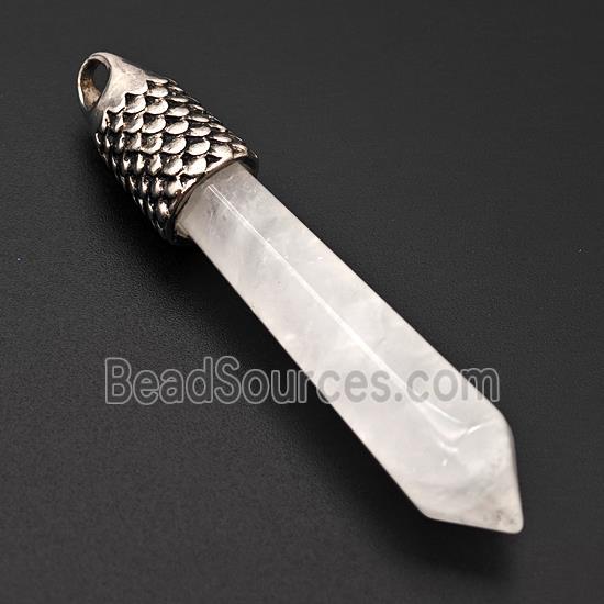 Clear Quartz Prism Pendant Alloy Antique Silver