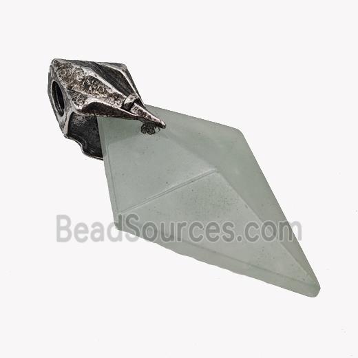 Natural Green Aventurine Arrowhead Pendant Alloy Antique Silver