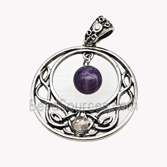 Alloy GoGo Pendant Pave Amethyst Antique Silver