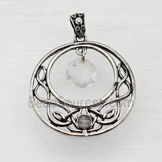 Alloy GoGo Pendant With Clear Quartz Antique Silver