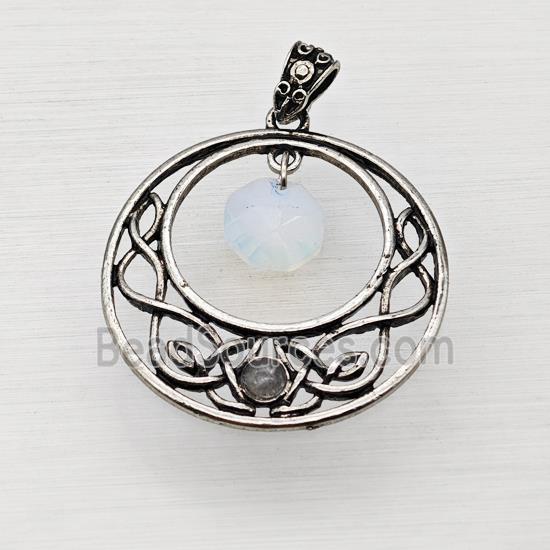 Alloy GoGo Pendant With White Opalite Antique Silver