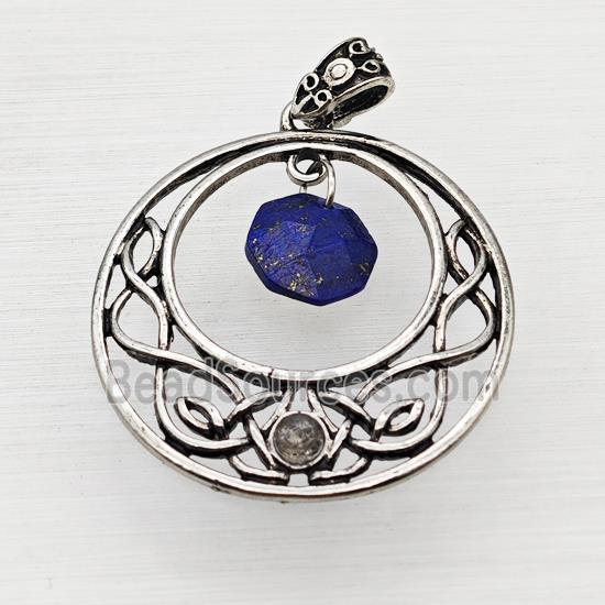 Alloy GoGo Pendant With Blue Lapis Antique Silver