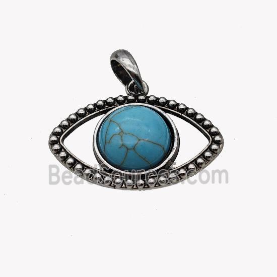 Alloy Eye Pendant Pave Blue Howlite Antique Silver