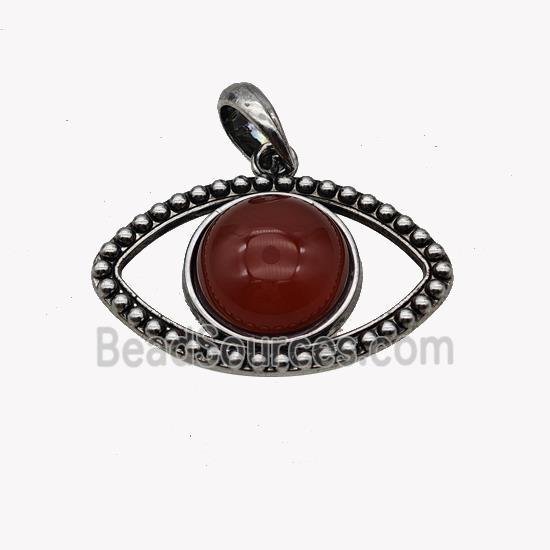 Alloy Eye Pendant Pave Red Agate Antique Silver