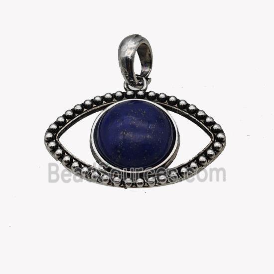 Alloy Eye Pendant Pave Blue Lapis Antique Silver