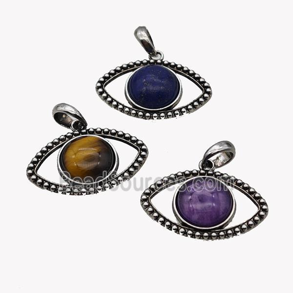 Alloy Eye Pendant Pave Gemstone Antique Silver Mixed