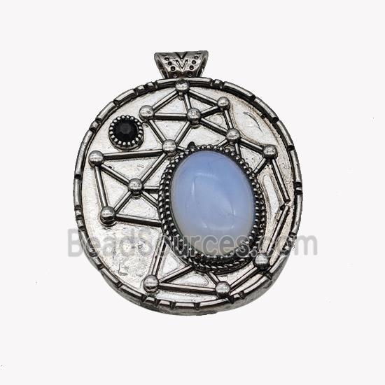 Alloy StarMap Pendant Pave Opalite Antique Silver