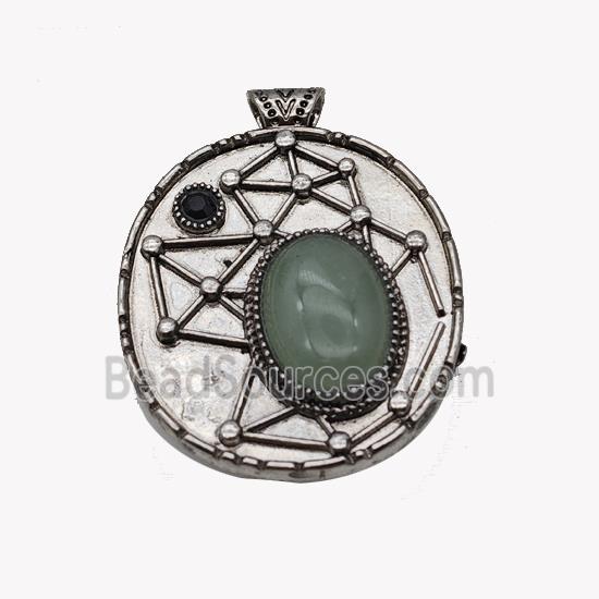 Alloy StarMap Pendant Pave Green Aventurine Antique Silver