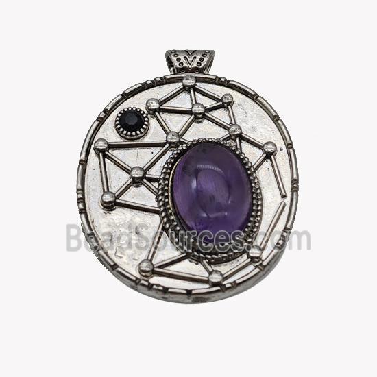 Alloy StarMap Pendant Pave Purple Amethyst Antique Silver