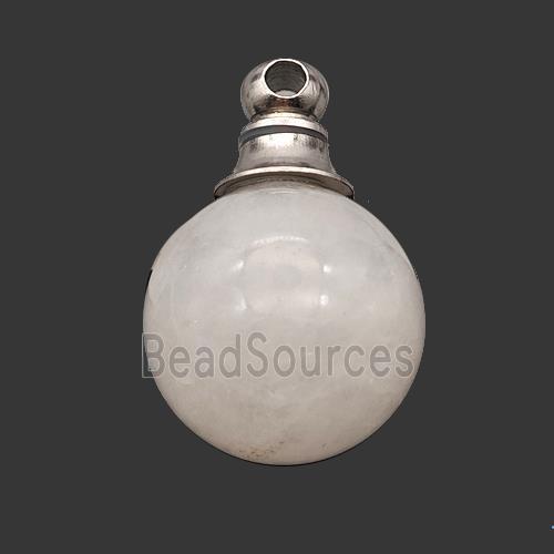 Natural Clear Quartz Perfume Bottle Pendant Sphere