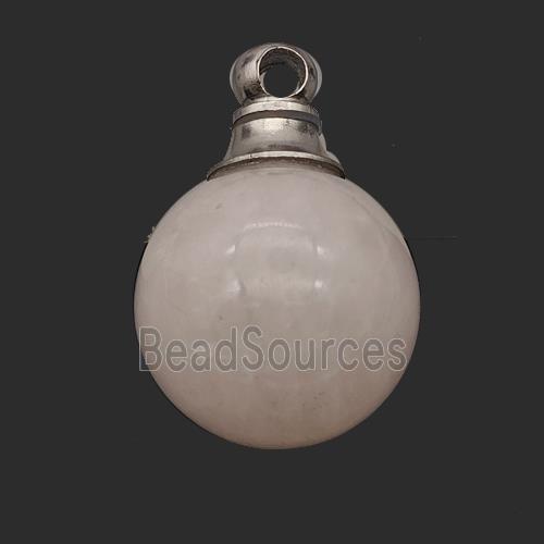 Natural Pink Rose Quartz Perfume Bottle Pendant Sphere