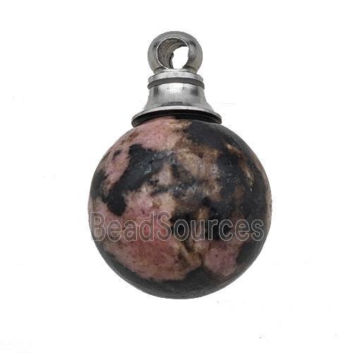 Natural Chinese Rhodonite Perfume Bottle Pendant Sphere