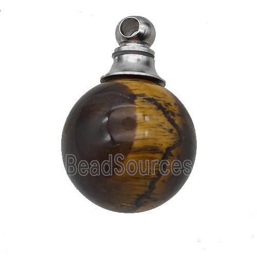 Natural Tiger Eye Stone Perfume Bottle Pendant Sphere