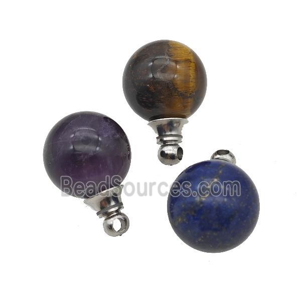 Natural Gemstone Perfume Bottle Pendant Sphere Mixed