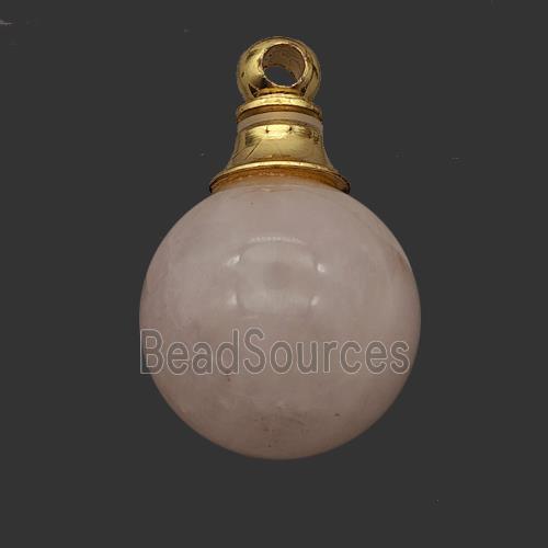 Natural Pink Rose Quartz Perfume Bottle Pendant Sphere