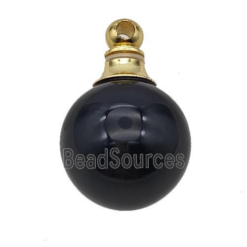 Natural Black Obsidian Perfume Bottle Pendant Sphere