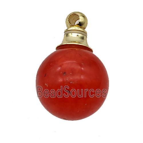 Red Dye Jade Perfume Bottle Pendant Sphere