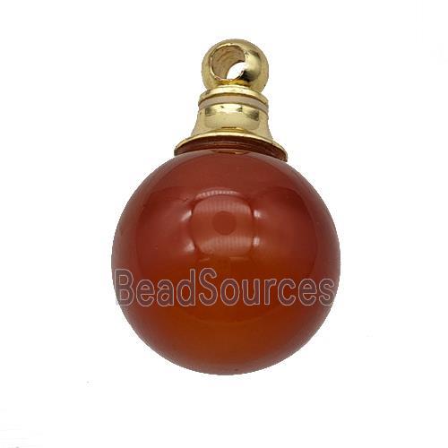 Natural Red Agate Perfume Bottle Pendant Sphere