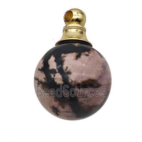 Natural Chinese Rhodonite Perfume Bottle Pendant Sphere