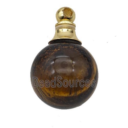 Natural Tiger Eye Stone Perfume Bottle Pendant Sphere