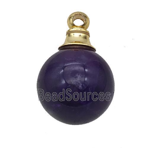 Natural Purple Amethyst Perfume Bottle Pendant Sphere