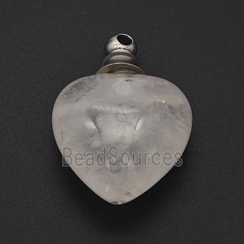 Natural Clear Quartz Perfume Bottle Pendant Heart