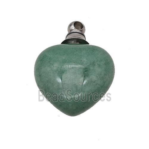 Natural Green Aventurine Perfume Bottle Pendant Heart