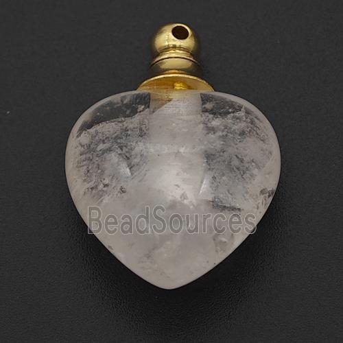 Natural Clear Quartz Perfume Bottle Pendant Heart