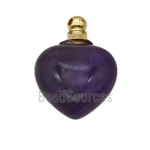 Natural Purple Amethyst Perfume Bottle Pendant Heart