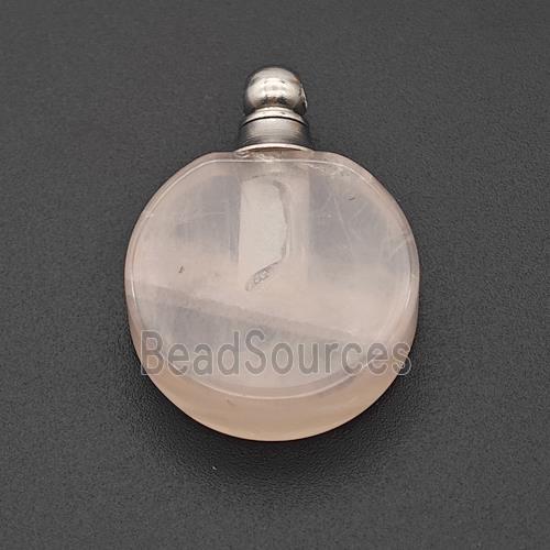 Natural Pink Rose Quartz Perfume Bottle Pendant