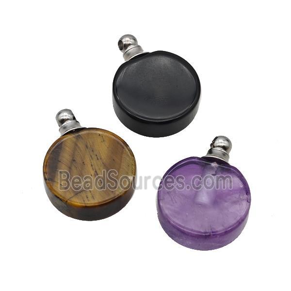 Natural Gemstone Perfume Bottle Pendant Mixed