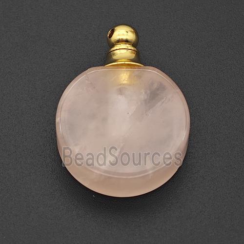 Natural Pink Rose Quartz Perfume Bottle Pendant