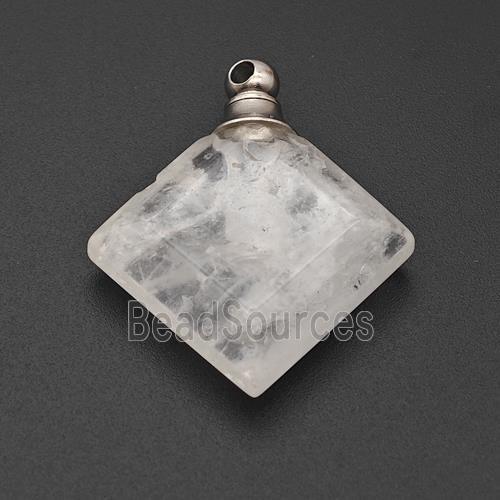 Natural Clear Quartz Perfume Bottle Pendant Square