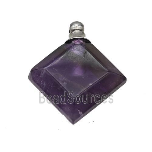 Natural Purple Amethyst Perfume Bottle Pendant Square