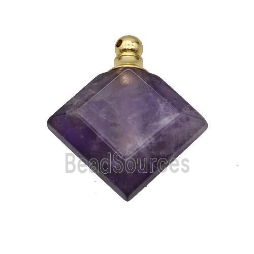 Natural Purple Amethyst Perfume Bottle Pendant Square