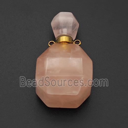 Natural Pink Rose Quartz Perfume Bottle Pendant