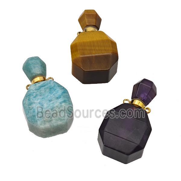 Natural Gemstone Perfume Bottle Pendant Mixed