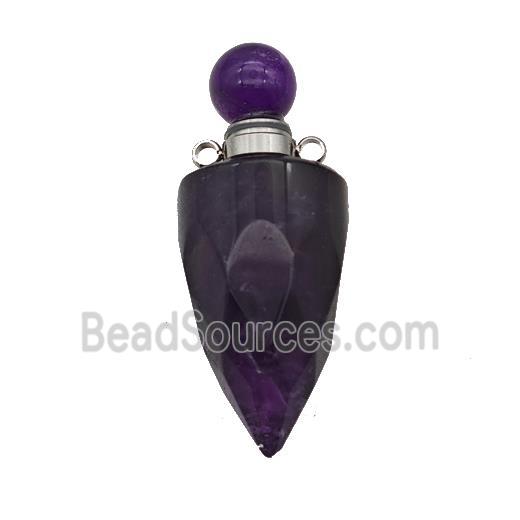 Natural Purple Amethyst Perfume Bottle Pendant Bullet